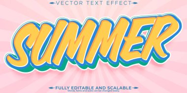 Yaz metni efekti, düzenlenebilir tatil ve güneş yazı biçimi