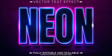 Neon text effect, editable retro and glowing text style.	