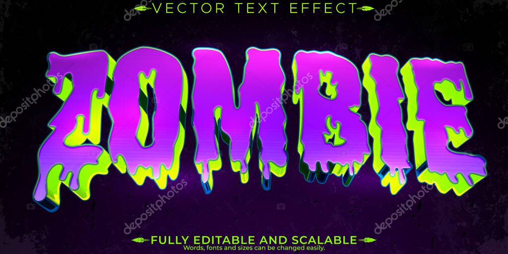 Horror zombie text effect, editable monster and scary text style