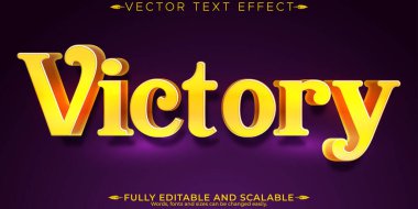 Altın zafer metin efekti; düzenlenebilir oyun ve metal metin biçimi