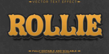 Rollie text effect, editable vintage music text style clipart