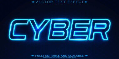 Neon siber metin efekti, düzenlenebilir parti ve oyuncu metin biçimi