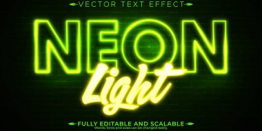 Neon ışığı metin efekti, düzenlenebilir retro ve parlayan metin biçimi