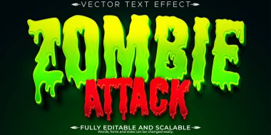 Zombi korku metni efekti, düzenlenebilir canavar ve korkutucu metin tarzı