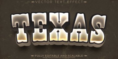 Kovboy metin efekti, düzenlenebilir Teksas ve Vahşi Batı metin tarzı
