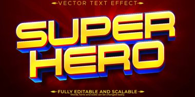 Süper kız kahraman metin efekti, düzenlenebilir çizgi film ve çocukların yazı tipi styl.