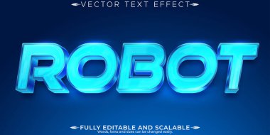 Robot metalik metin efekti, düzenlenebilir teknoloji ve parlak metin biçimi