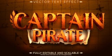 Kaptan Korsanlar metin efekti, düzenlenebilir gemi ve macera metni.