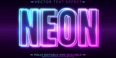 Neon ışığı metin efekti, düzenlenebilir parlak ve parıldayan metin biçimi