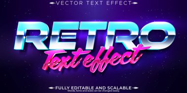 Klasik 80 'ler metin efekti, düzenlenebilir retro gelecek ve siber uzay t