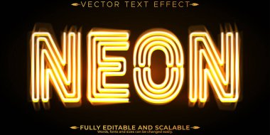 Neon ışığı metin efekti, düzenlenebilir retro ve parlayan metin biçimi