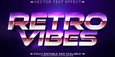 Klasik 80 'ler metin efekti, düzenlenebilir retro gelecek ve siber uzay t