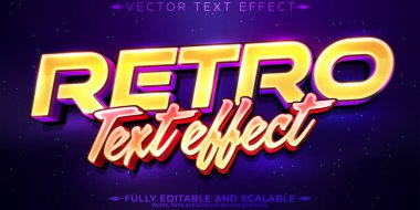 Klasik 80 'ler metin efekti, düzenlenebilir retro gelecek ve siber uzay t