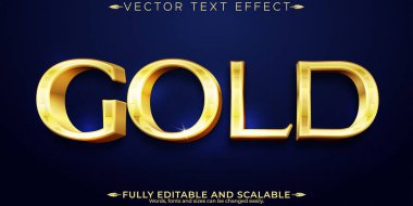 Düzenlenebilir metin efekti altın, 3D parlaklık ve lüks yazı tipi biçimi