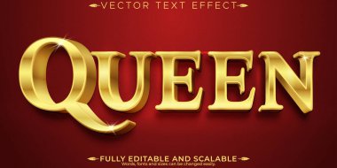 Kraliçe altın metin efekti, düzenlenebilir zarif ve zengin metin tarzı
