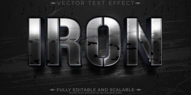 Düzenlenebilir metin efekti ütü, 3d metalik ve parlak yazı tipi biçimi