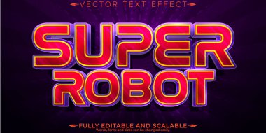 Süper kahraman metin efekti, düzenlenebilir çizgi film ve robot metin biçimi