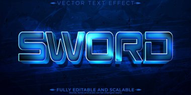 Metalik kılıç metin efekti, düzenlenebilir oyun ve film metin biçimi