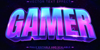 Oyuncu metin efekti, düzenlenebilir esport ve neon metin biçimi