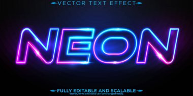 Neon ışığı metin efekti, düzenlenebilir retro ve parlayan metin biçimi
