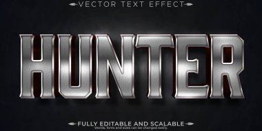 Avcı metalik metin efekti, düzenlenebilir parlak ve savaşçı metin ahırı