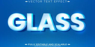 Cam ve plastik metin efekti, düzenlenebilir şeffaf, izole edilmiş te