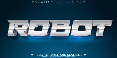Robot metalik metin efekti, düzenlenebilir teknoloji ve parlak metin biçimi