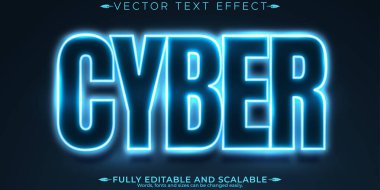 Neon siber düzenlenebilir metin efekti, parlak ve parlak metin biçimi