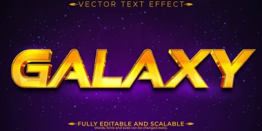 Galaksi kozmik metin efekti, düzenlenebilir sinematik ve altın metin st
