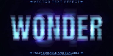 Wonder sinema metin efekti, düzenlenebilir retro ve glitch metin biçimi