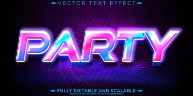 Neon parti metin efekti, düzenlenebilir müzik ve kulüp metin biçimi