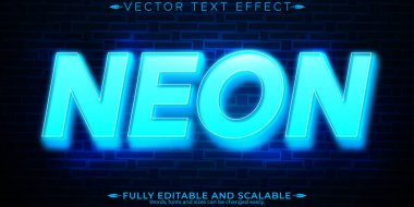 Neon metin efekti, düzenlenebilir parlaklık ve ışık metin biçimi