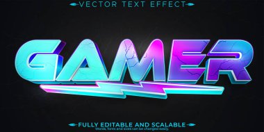 Düzenlenebilir metin efekti rgb oynatıcı, 3d esport ve stream yazı tipi biçimi