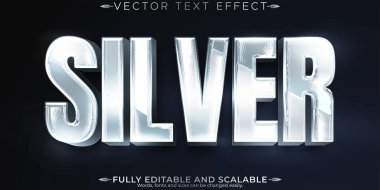 Düzenlenebilir metin efekti gümüşü, 3d metalik gradyan yazı tipi