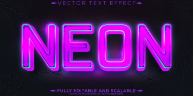 Neon ışığı metin efekti, düzenlenebilir retro ve parlayan metin biçimi