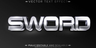Kılıç metalik metin efekti; düzenlenebilir savaşçı ve şövalye metin ambarı