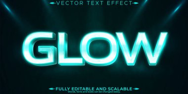 Neon parıltısı metin efekti, düzenlenebilir parlak ve zarif metin biçimi