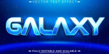 Galaksi metin efekti, düzenlenebilir boşluk ve retro metin biçimi