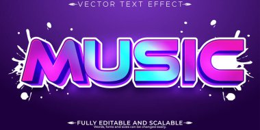 Müzik düzenlenebilir metin efekti, neon ve sanat metin biçimi