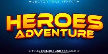 Kahramanlar metin efekti, düzenlenebilir çizgi film ve komik metin biçimi