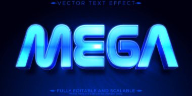 Mega geleceksel düzenlenebilir metin efekti, boşluk ve mavi metin biçimi