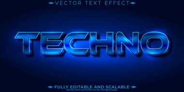 Metalik tekno metin efekti, düzenlenebilir parlak ve zarif metin ahırı