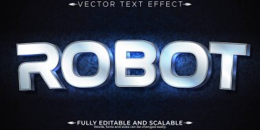 Robot metalik metin efekti, düzenlenebilir parlak ve zarif metin stili