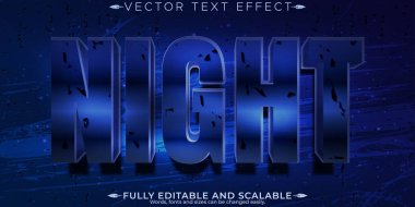 Gece filmi metin efekti, düzenlenebilir metalik ve parlak metin biçimi
