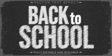 Okula geri dönüş metin efekti, düzenlenebilir karatahta ve tebeşir metinleri