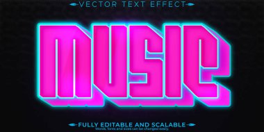 Retro müzik, klasik metin efekti, düzenlenebilir 70 'ler ve 80' ler metin kalıbı