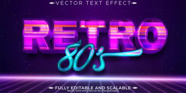 Retro, klasik metin efekti, düzenlenebilir 70 'ler ve 80' ler metin biçimi
