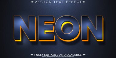 Neon ışığı metin efekti, düzenlenebilir öncü ve parlayan metin biçimi
