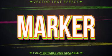 İşaretleyici kalem metin efekti, düzenlenebilir renkli ve taslak metin biçimi
