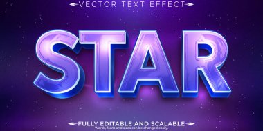 Yıldız metin efekti, düzenlenebilir boşluk ve galaksi metin biçimi